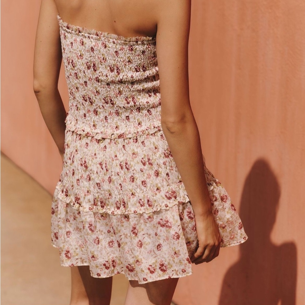 By Anthropologie Strapless Smocked
Mini Dress - pink & ivory floral - Picture 2 of 5
